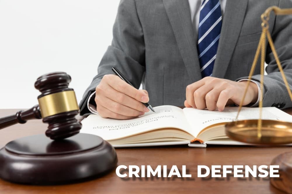 criminal defense lawyer working on a case